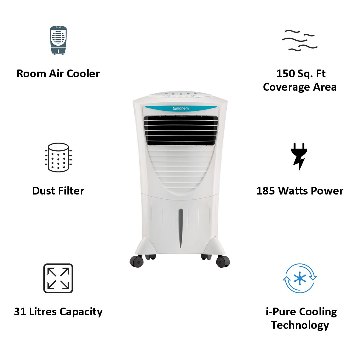 Buy Symphony Hi Cool I 31 Litres Room Air Cooler With I-Pure Technology ...